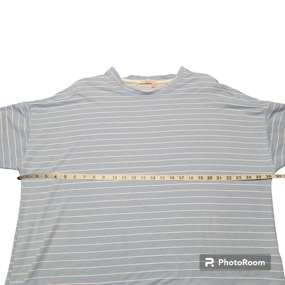 Fresh Produce Blue and White Striped Crewneck Drop Shoulder Casual Top XL/XXL - Picture 6 of 7